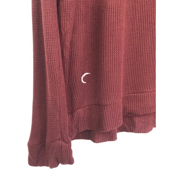 ZYIA Active Maroon Deep Red Waffle Knit Rayon Long Sleeve Wide Neck Shirt XS - Picture 5 of 6